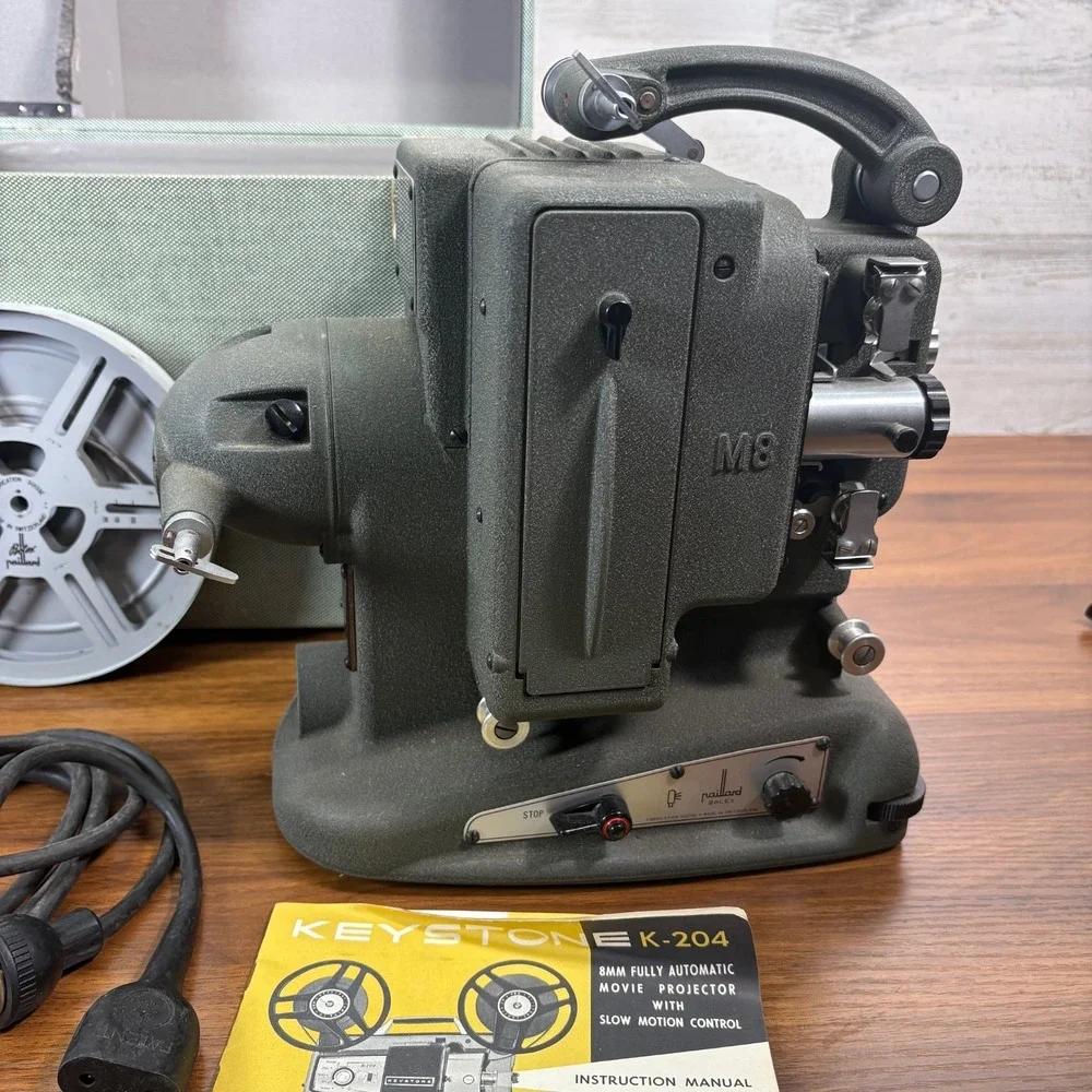 Vintage Bolex Paillard M8 8mm Film Projector  Original Case & Reel – Works 1950s